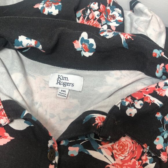 Kim Rogers Size XXL Tunic top- black with floral design - Picture 15 of 15